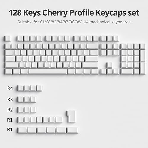 Owpkeenthy Blank White PBT keycaps Custom Cherry Profile 1.5mm Thick ANSI ISO Minimalist Keycap Set for 60% 65% 75% Fullsize MX Switches Mechanical Keyboard (Blank White) - Image 2