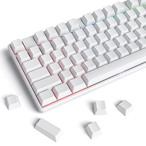 Owpkeenthy Blank White PBT keycaps Custom Cherry Profile 1.5mm Thick ANSI ISO Minimalist Keycap Set for 60% 65% 75% Fullsize MX Switches Mechanical Keyboard (Blank White) - Image 1