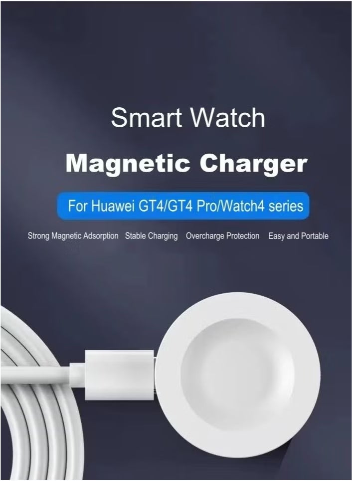 Portable Smart Watch Charger Dock For Huawei Watch GT5 GT4 GT3 GT2 GT5 Pro GT4 Pro GT3 Pro GT2 Pro, USB Magnetic Dock Fast Charger White  - Image 2