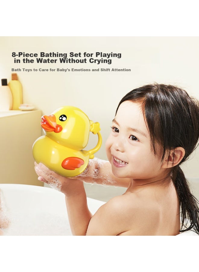 Xinge Baby Bath Toys, Children's Water Play Sprinklers, Infant Yellow Duck Bathing Set With Storage Bucket, Boys Girls Water Play Birthday Gift, 12-piece Set, Children's Day Present - Image 5