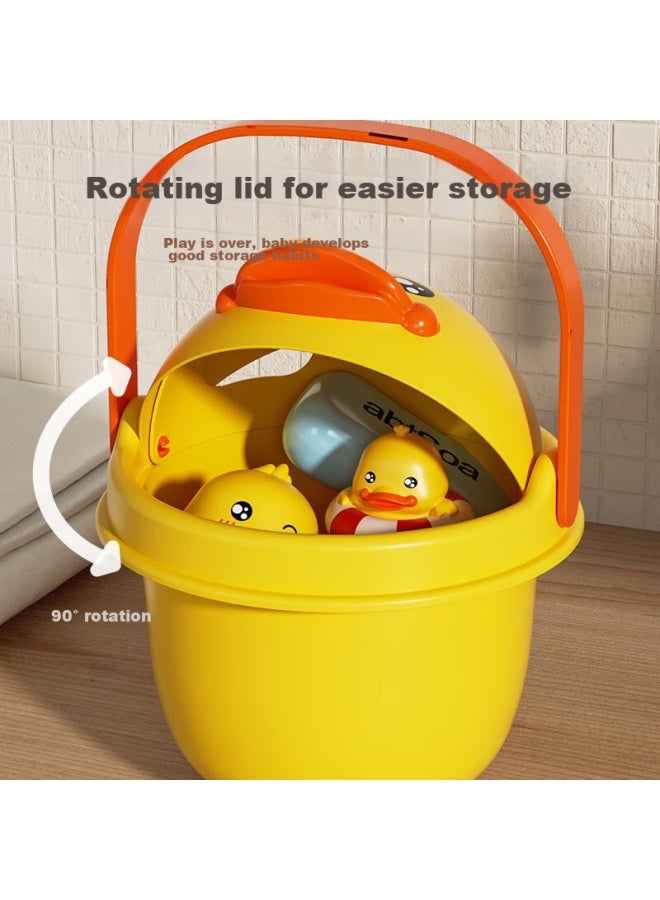Xinge Baby Bath Toys, Children's Water Play Sprinklers, Infant Yellow Duck Bathing Set With Storage Bucket, Boys Girls Water Play Birthday Gift, 12-piece Set, Children's Day Present - Image 3