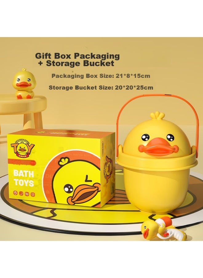 Xinge Baby Bath Toys, Children's Water Play Sprinklers, Infant Yellow Duck Bathing Set With Storage Bucket, Boys Girls Water Play Birthday Gift, 12-piece Set, Children's Day Present - Image 2