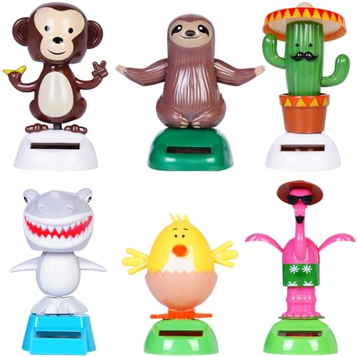 Welecom 4 Solar Dancing Monkey Toy Solar Powered Dancing Hen in Colorful Pots Swinging Rabbit Animals Flip Flap Animated Bobblehead Dancer Window Frog Sun Catcher Car Dashboard Decor Portable Suncatchers - Image 1