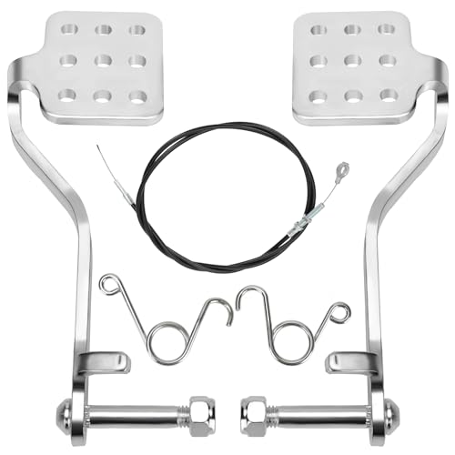 GREHUA Go Kart Pedals with Throttle Cable 71'' for 212cc 196cc 6.5hp Road Rocket Manco Kandi Carter Azusa Racing Go Kart Vintage Racing Drift Trike Heavy Duty Pedal Go Kart Parts - Silver - Image 1
