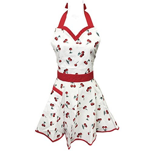 Wrapables Adjustable Flirty Hostess Apron, Sweet Cherries - Image 2