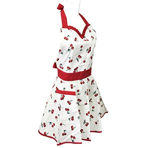 Wrapables Adjustable Flirty Hostess Apron, Sweet Cherries - Image 3