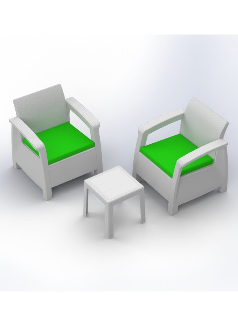 3MPlast - Havana 2-Seater Set Rattan Modern Outdoor and Indoor Furniture, Coffee Table, and Waterproof Cushions - Image 1