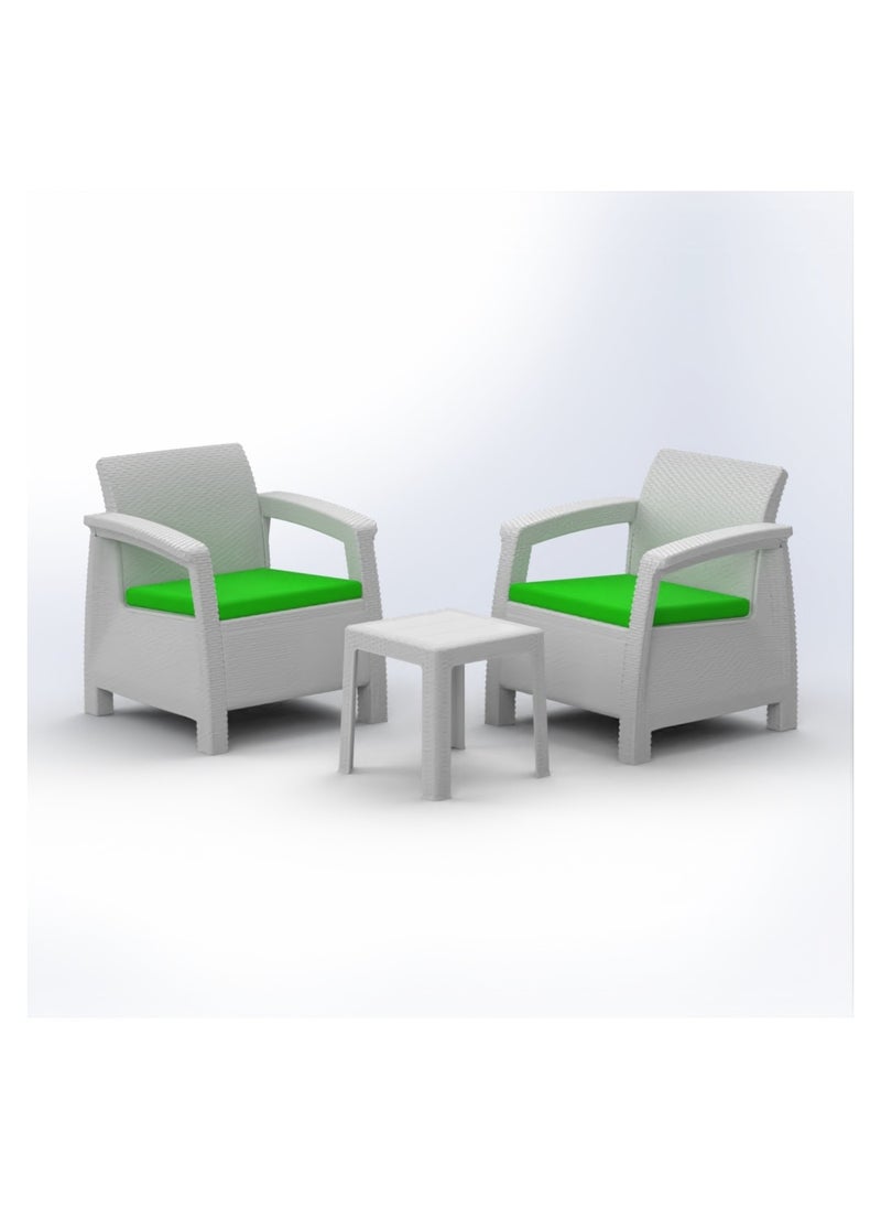 3MPlast - Havana 2-Seater Set Rattan Modern Outdoor and Indoor Furniture, Coffee Table, and Waterproof Cushions - Image 1