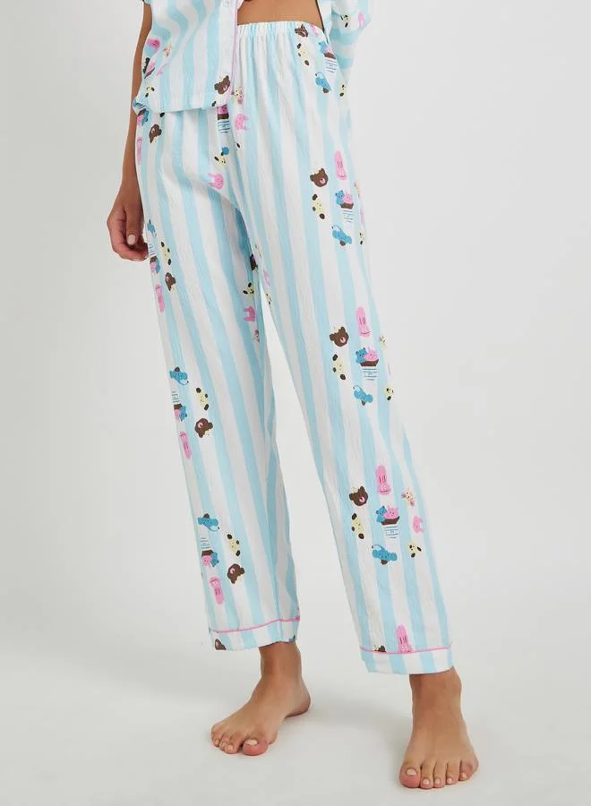 Take Two Take Two All-Over Print Collared Shirt with Shorts and Pyjama Set