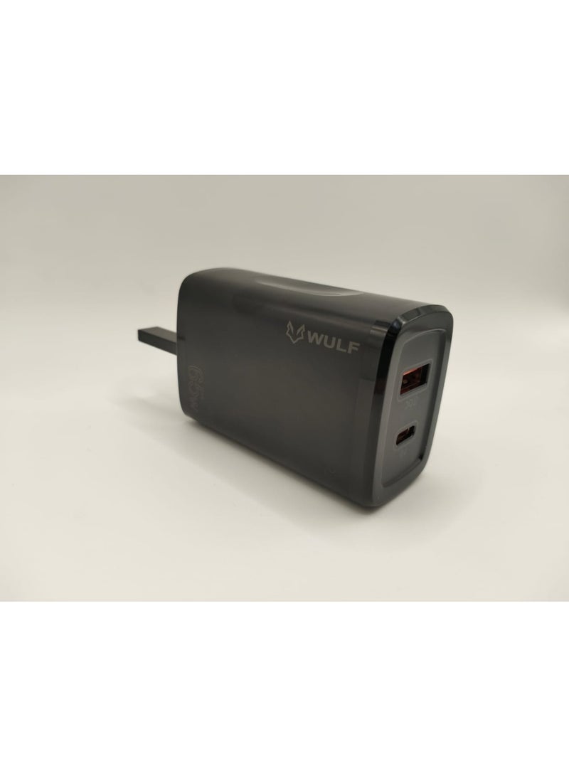 WULF ESSENTIALS 65W Quick Charger - Ultra Fast PD Charger with Type-C & USB Ports - Image 3