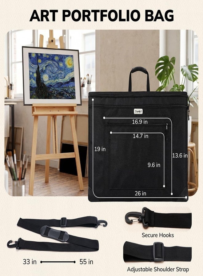 JusArt Art Portfolio Bag, 18x24 Foldable Light Weight Portfolio Folder Case with Adjustable Shoulder Strap, Leather Corners, Waterproof Art Bag for Artists and Adults for Artwork, Poster, Sketching - Image 2