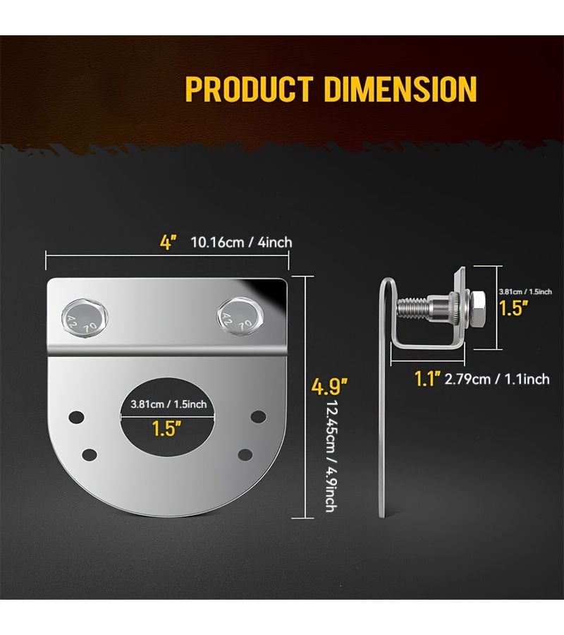 Clip On Watermelon Light Brackets Stainless Steel 2pcs Universal for Trucks - Image 2
