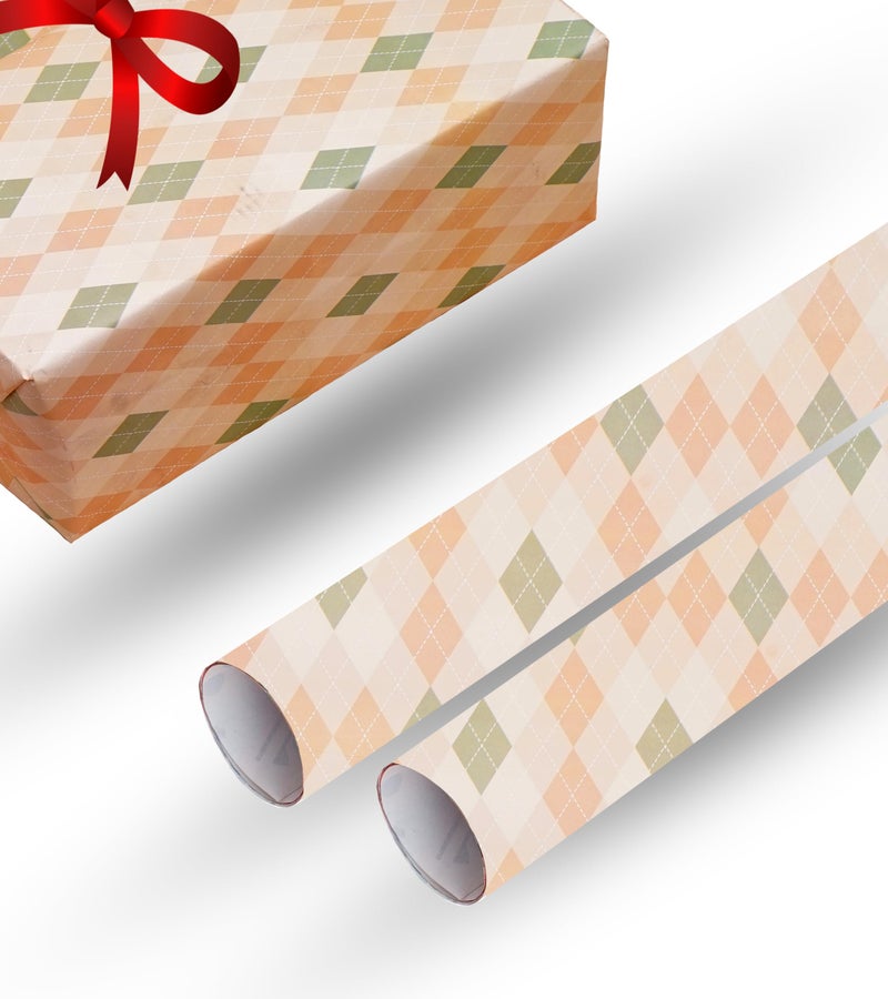 KOSY Gift Wrapping Paper Sheet | Burfi Check Premium Design | 80cm x 50cm 120GSM Pack of 25 Sheets | Best for Home Decor, Birthday, Wedding, Anniversary, Christmas & Festive Occasions Gifts Paking - Image 1