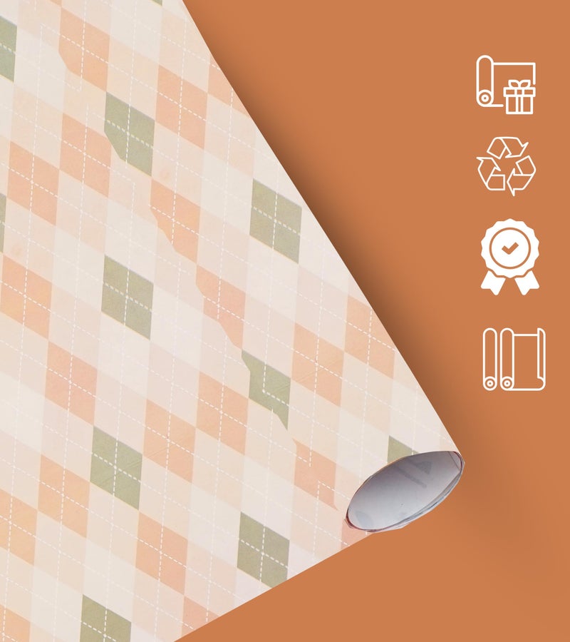 KOSY Gift Wrapping Paper Sheet | Burfi Check Premium Design | 80cm x 50cm 120GSM Pack of 25 Sheets | Best for Home Decor, Birthday, Wedding, Anniversary, Christmas & Festive Occasions Gifts Paking - Image 5