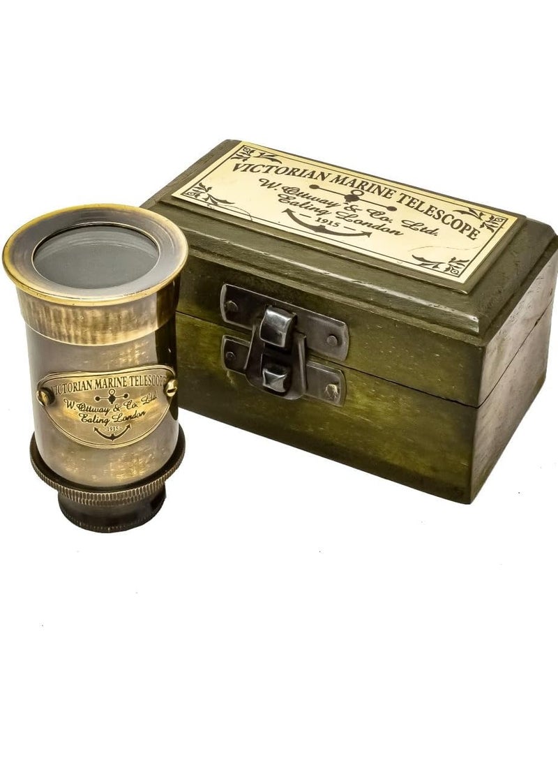 MAGNE NAUTICAL MAGNE NAUTICAL Antique 6 Brass Telescope Mini Brown Color with Wood Box Gift Item Customized Available  - Image 4