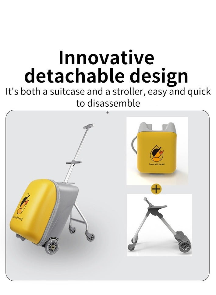 Skycare Ride-able 2 in 1 Luggage Case,Expandable Luggage with Spinner Wheels,Large Suitcases with Child Seat Design,20 inch Hardside Carry on Luggage for Travel - Image 4