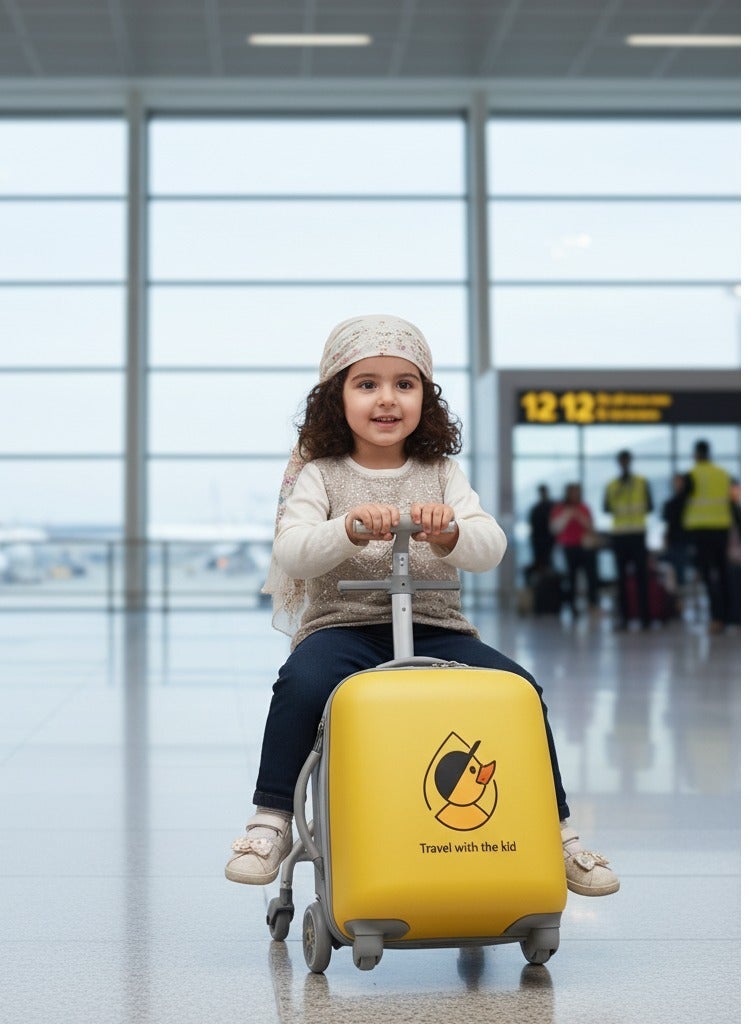 Skycare Ride-able 2 in 1 Luggage Case,Expandable Luggage with Spinner Wheels,Large Suitcases with Child Seat Design,20 inch Hardside Carry on Luggage for Travel - Image 1