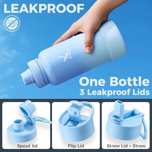 Lexlion Tea Infuser Water Bottle 22 Oz – Triple Wall Insulated Stainless Steel, Loose Leaf & Fruit Strainer, 3 Leakproof Lids, BPA-Free Silicone Sleeve, Reusable Thermal Mug - Image 5