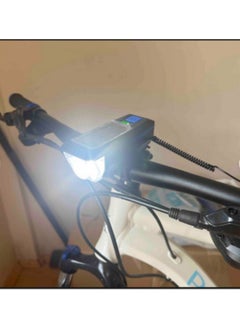 Toyfest Waterproof Solar Powered LED Light Bike Headlight - USB Rechargeable Flashlight with Horn - 11 cm  - Image 1