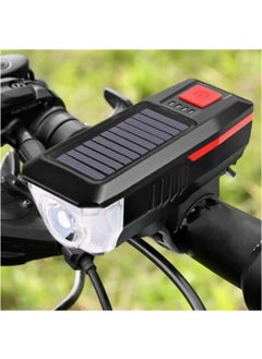 Toyfest Waterproof Solar Powered LED Light Bike Headlight - USB Rechargeable Flashlight with Horn - 11 cm  - Image 4