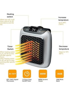 ماركة غير محددة دفاية مروحة جدارية 800 واط شاشة LED وجهاز تحكم عن بعد  - Image 2