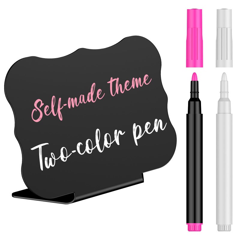 Uniclife 20 Pack Mini Chalkboard Signs for Food, Small Chalkboard Signs with Chalk Markers, Reusable Matte PVC Food Signs Food Labels for Party Buffet Wedding, Blackboard Place Cards Table Signs - Image 1