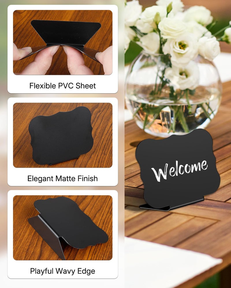 Uniclife 20 Pack Mini Chalkboard Signs for Food, Small Chalkboard Signs with Chalk Markers, Reusable Matte PVC Food Signs Food Labels for Party Buffet Wedding, Blackboard Place Cards Table Signs - Image 3