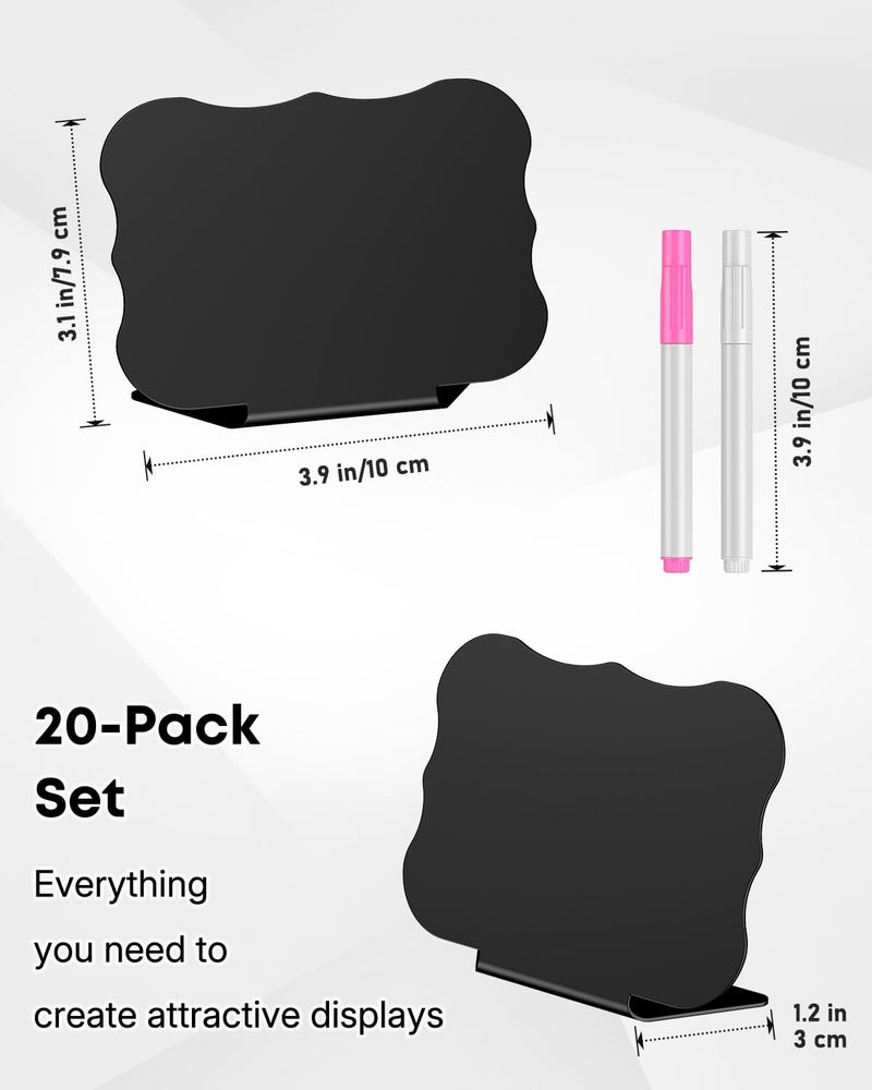 Uniclife 20 Pack Mini Chalkboard Signs for Food, Small Chalkboard Signs with Chalk Markers, Reusable Matte PVC Food Signs Food Labels for Party Buffet Wedding, Blackboard Place Cards Table Signs - Image 2