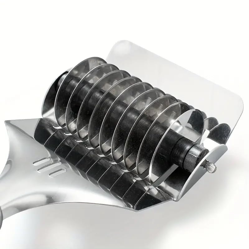 PUTHAK Stainless Steel Manual Noodle Cutter - Stainless Steel Noodle Maker Nool porotta Roller Docker Dough Cutter Tool Multifunctional Kitchen Gadget for Pasta, Spaghetti & More - Image 5