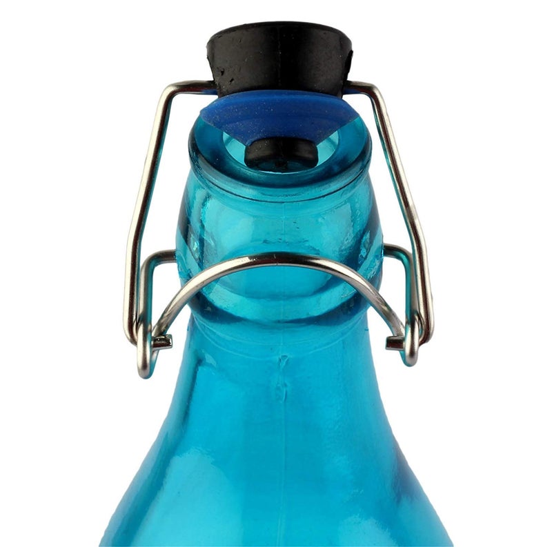 WRINGO 1000ml Glass Water Bottles with Airtight Cap, Clear, Swing Top Flip Top Bottles For Fridge, Leak Proof, Reusable, BPA Free, Water Bottle for Daily (Multicolor) (FC- (Set of 1)) - Image 3