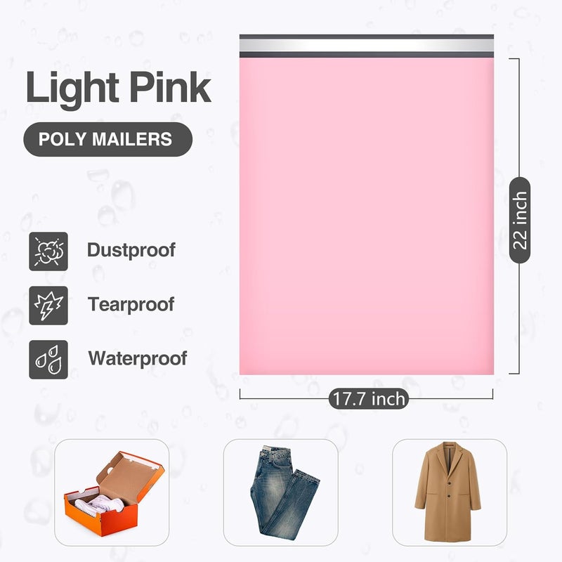 UCGOU 17.7x22 Large Poly Mailers Light Pink Shipping Bags Self-Sealing Waterproof and Tear-Proof Shipping Envelope for Small Business Mailers Poly Bags for Clothing, Books 50 Pack - Image 2