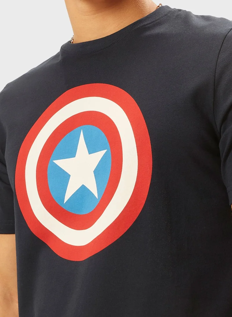 SP Characters Captain America Print T-Shirt