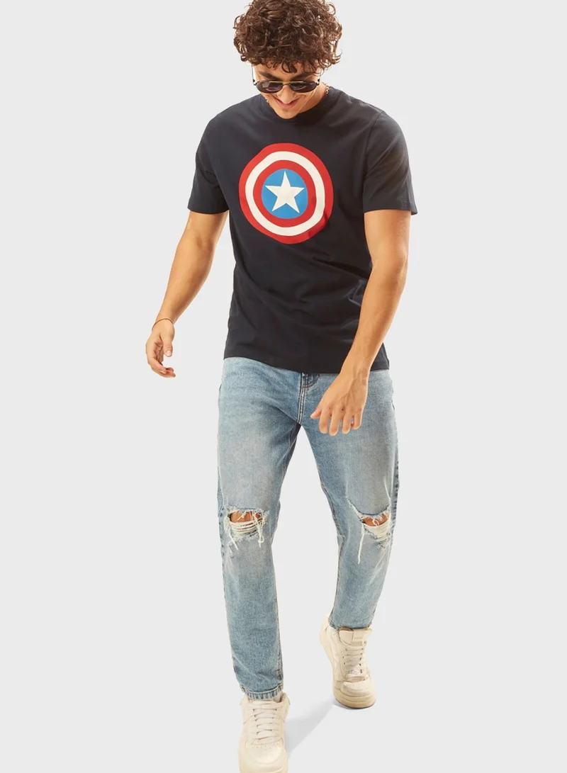 SP Characters Captain America Print T-Shirt
