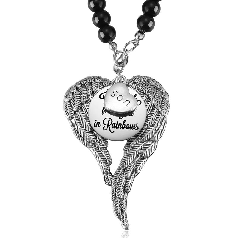 Ralukiia Loss of Son Memorial Car Charm Sympathy Gift Son Remembrance Rear View Mirror Hang Accessories Guardian Angel Grieving Funeral Gift Bereavement Condolence Keepsake - Image 3