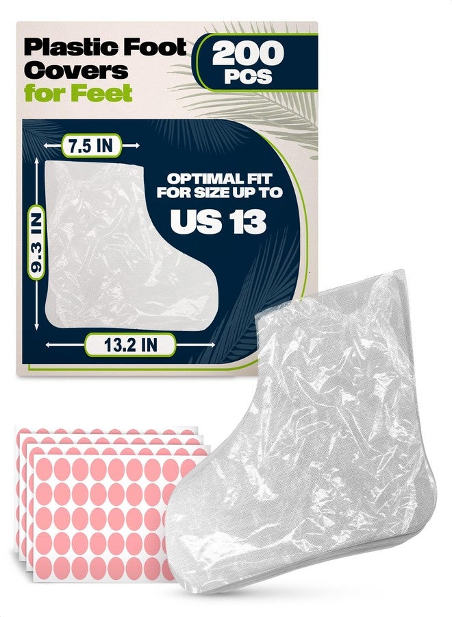 KETAR 200 Pcs Plastic Foot Covers for Feet – 13 US Leak-Proof, Durable, Ribbed Anti-Slip Design with 200 Stickers for Snug Closure – Plastic Socks for Moisturizing Feet, Great for Wax Foot Care & Hydration - Image 1