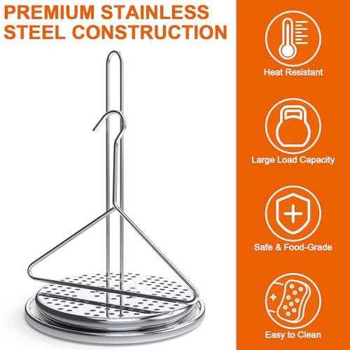 MixRBBQ Perforated Turkey Fryer Hook with Base Rack Stainless Steel Chicken Poultry Vertical Roasting Spit with Handle Lifter for Outdoor Turkey Deep Fryer Pot Propane Stove Turkey Fryer Accessory Kit - Image 3