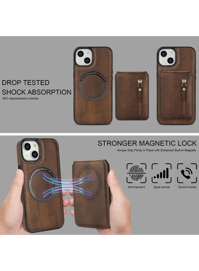 S-TOP Case For iPhone 12 mini Zipper Wallet Split MagSafe Leather Back Phone Case - Image 5