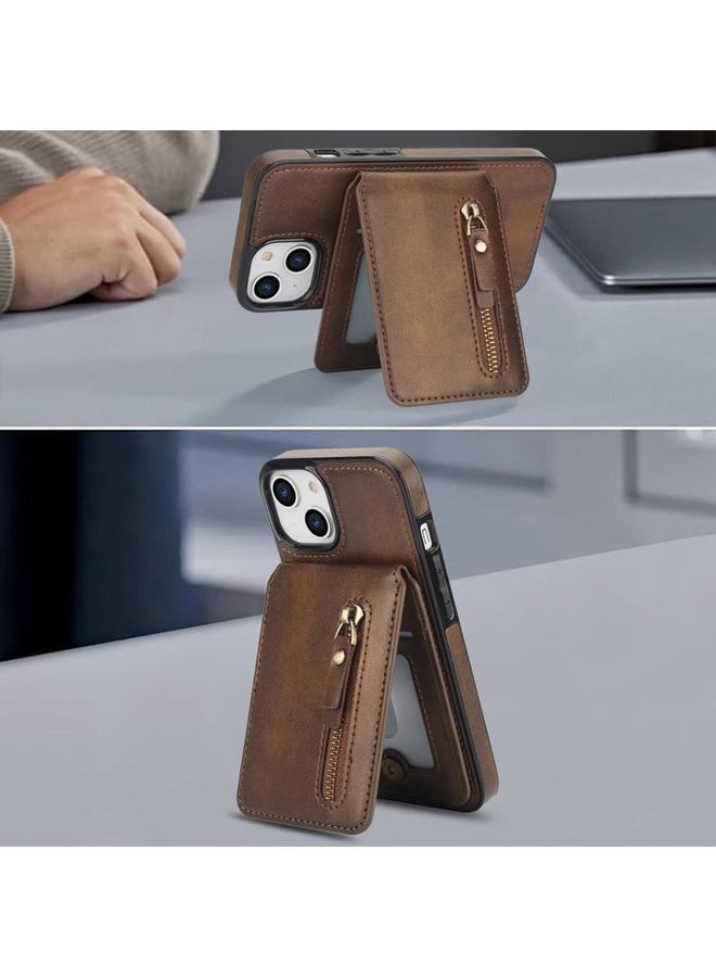 S-TOP Case For iPhone 12 mini Zipper Wallet Split MagSafe Leather Back Phone Case - Image 3