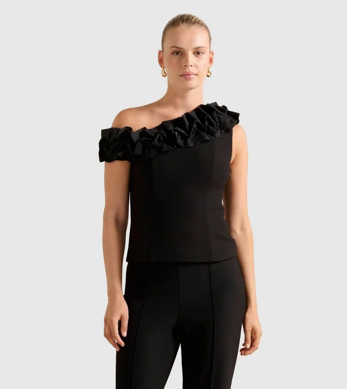 SADIE Asymmetric Neck Ruffled Top