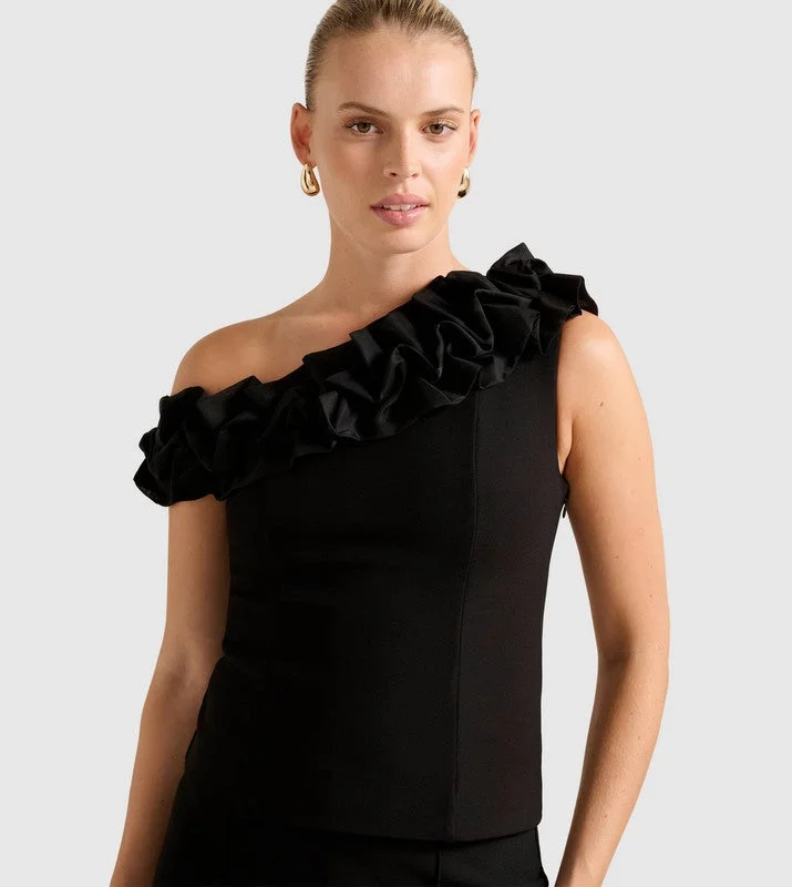 forever new  SADIE Asymmetric Neck Ruffled Top for Women | Best Price UAE