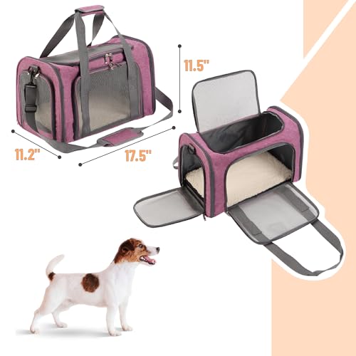 Mr. Pen Mr Pen Pet Carrier 175 x 112 x 115 Medium Size Pink Portable Travel Carrier for Small Pets Cats Small Dogs Breathable Mesh Safety Inner Leash Side Pocket Padded Shoulder Strap - Image 3