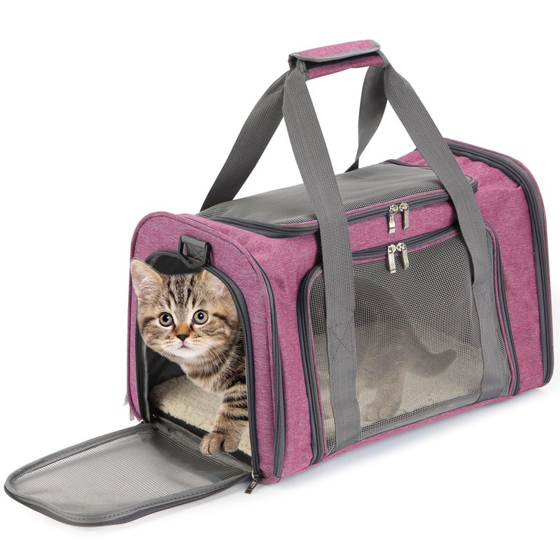 Mr. Pen Mr Pen Pet Carrier 175 x 112 x 115 Medium Size Pink Portable Travel Carrier for Small Pets Cats Small Dogs Breathable Mesh Safety Inner Leash Side Pocket Padded Shoulder Strap - Image 2