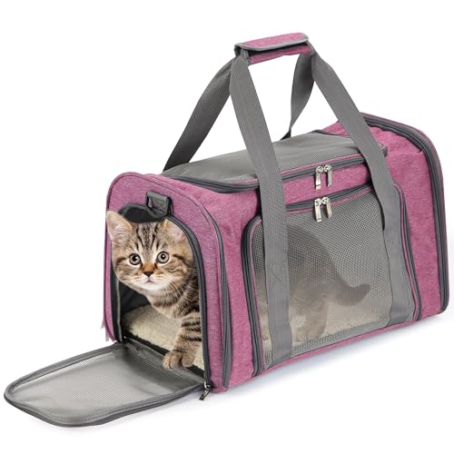 Mr. Pen Mr Pen Pet Carrier 175 x 112 x 115 Medium Size Pink Portable Travel Carrier for Small Pets Cats Small Dogs Breathable Mesh Safety Inner Leash Side Pocket Padded Shoulder Strap - Image 1