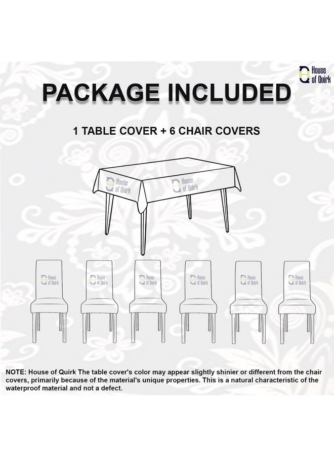House of Quirk Polyvinyl Chloride (PVC) Dining Chair Cover with Rectangular Table Covers for Kitchen Waterproof Dining Table Cloth (Cambric Black, 1 Rectangular Table Cover + 6 Chair Cover) - Image 4
