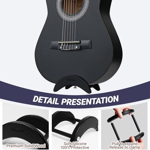 Onmiwod Acoustic Guitar Stand, Clip-On Self-Standing Black Wood Guitar Stand, Portable Lightweight Guitar Stand Floor, Guitar Holder for Travel and Stage, Gift for Acoustic, Classic and Folk Guitar L-Szie - Image 3
