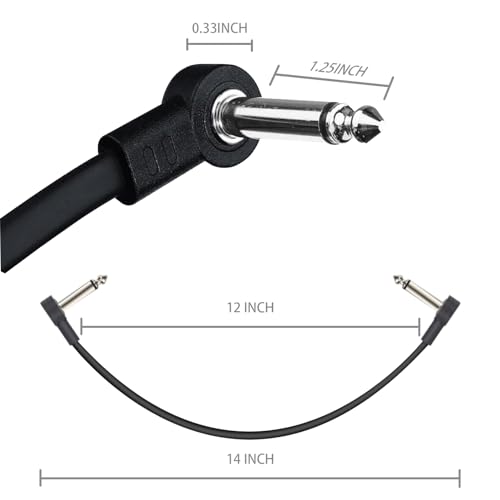 GOGHOST 12 Inch Guitar Patch Cables 6 Pack, 1/4" TS Right Angle Effect Pedal Flat Cables, Pedal Board Patch Cables, Black - Image 4