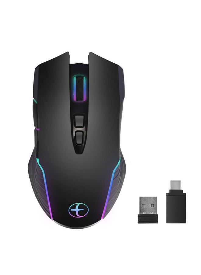 BURAQ E50 2.4G Wireless Mouse Jiggler Portable Cordless Mouse With 7 Keys(Black)  - Image 1