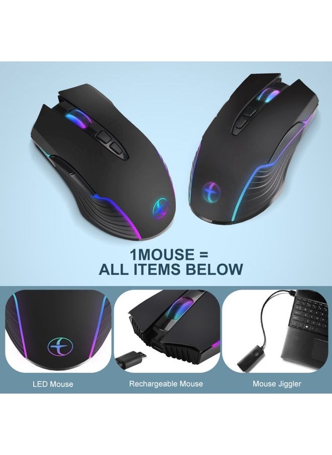 BURAQ E50 2.4G Wireless Mouse Jiggler Portable Cordless Mouse With 7 Keys(Black)  - Image 3