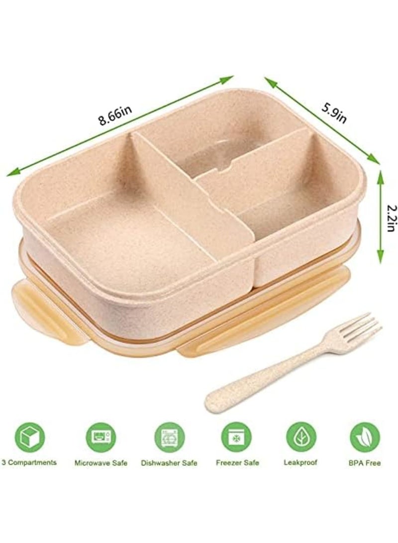Luckam Bento Box for Adults Lunch Containers for Kids 3 Compartment Lunch Box Food Containers Leak Proof Microwave Safe - Image 2