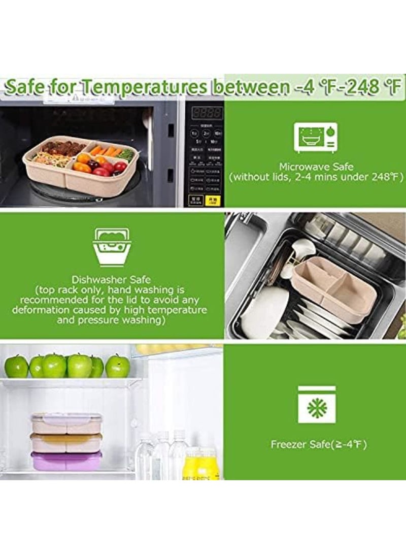 Luckam Bento Box for Adults Lunch Containers for Kids 3 Compartment Lunch Box Food Containers Leak Proof Microwave Safe - Image 4